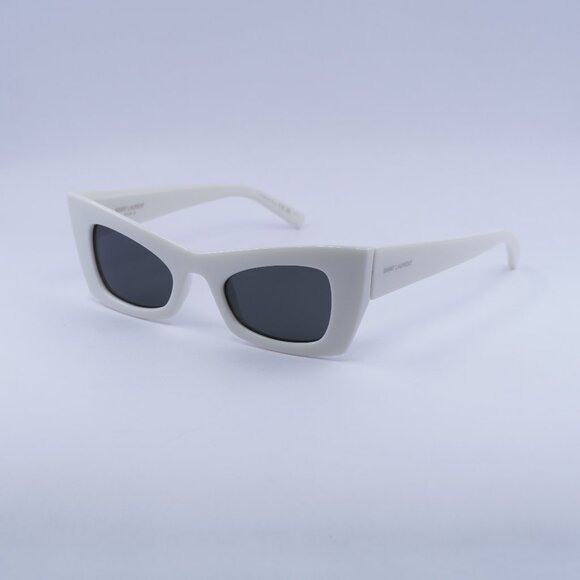Saint Laurent SL702 003 Sunglasses Ivory Cat Eye Frame, Grey Lenses main image 10